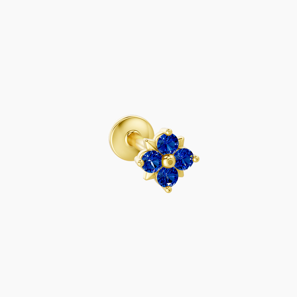 Nymph | 18k Yellow Gold 6.5 mm 4.5 mm Flower Sapphire Nose Piercing