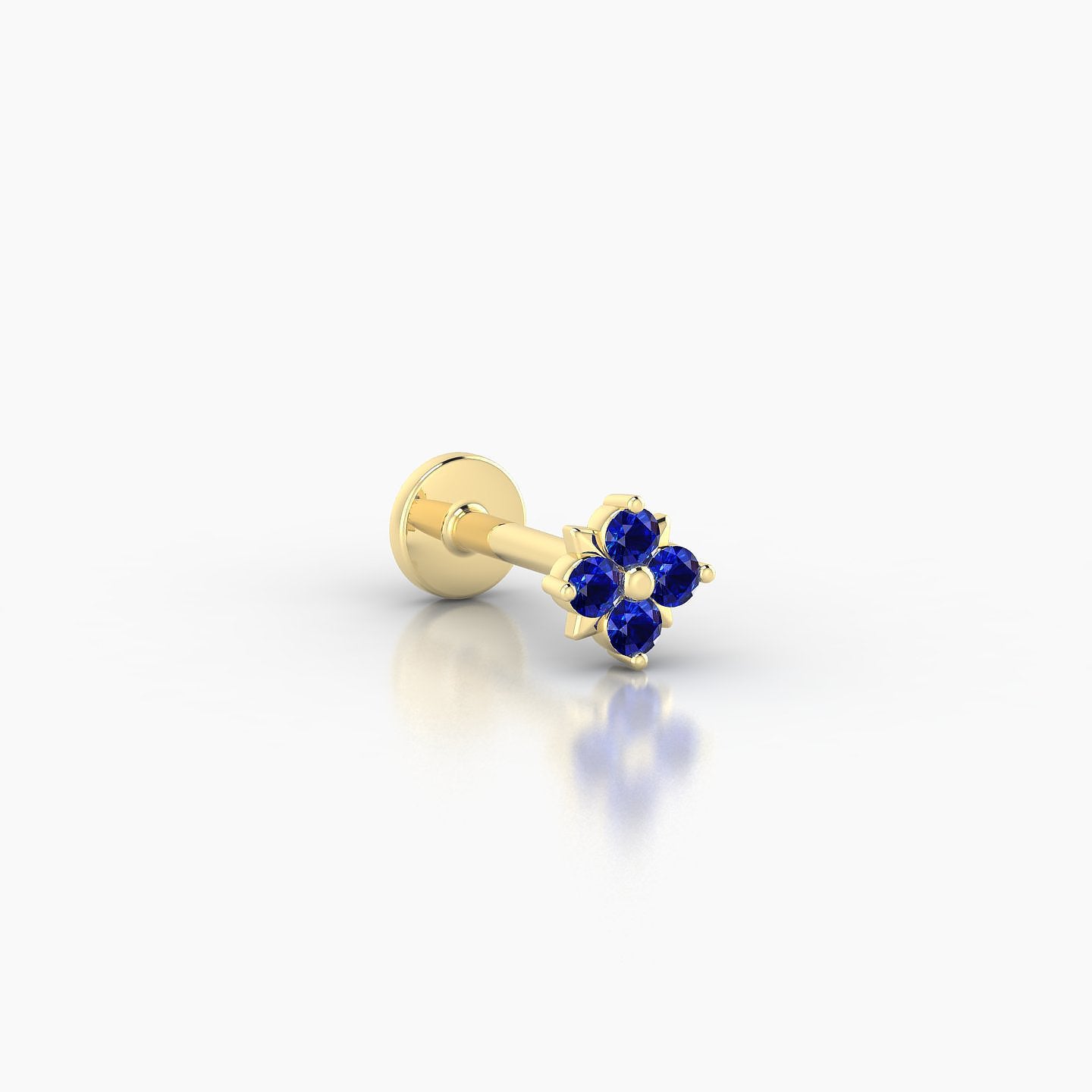 Nymph | 18k Yellow Gold 6.5 mm 4.5 mm Flower Sapphire Nostril Piercing