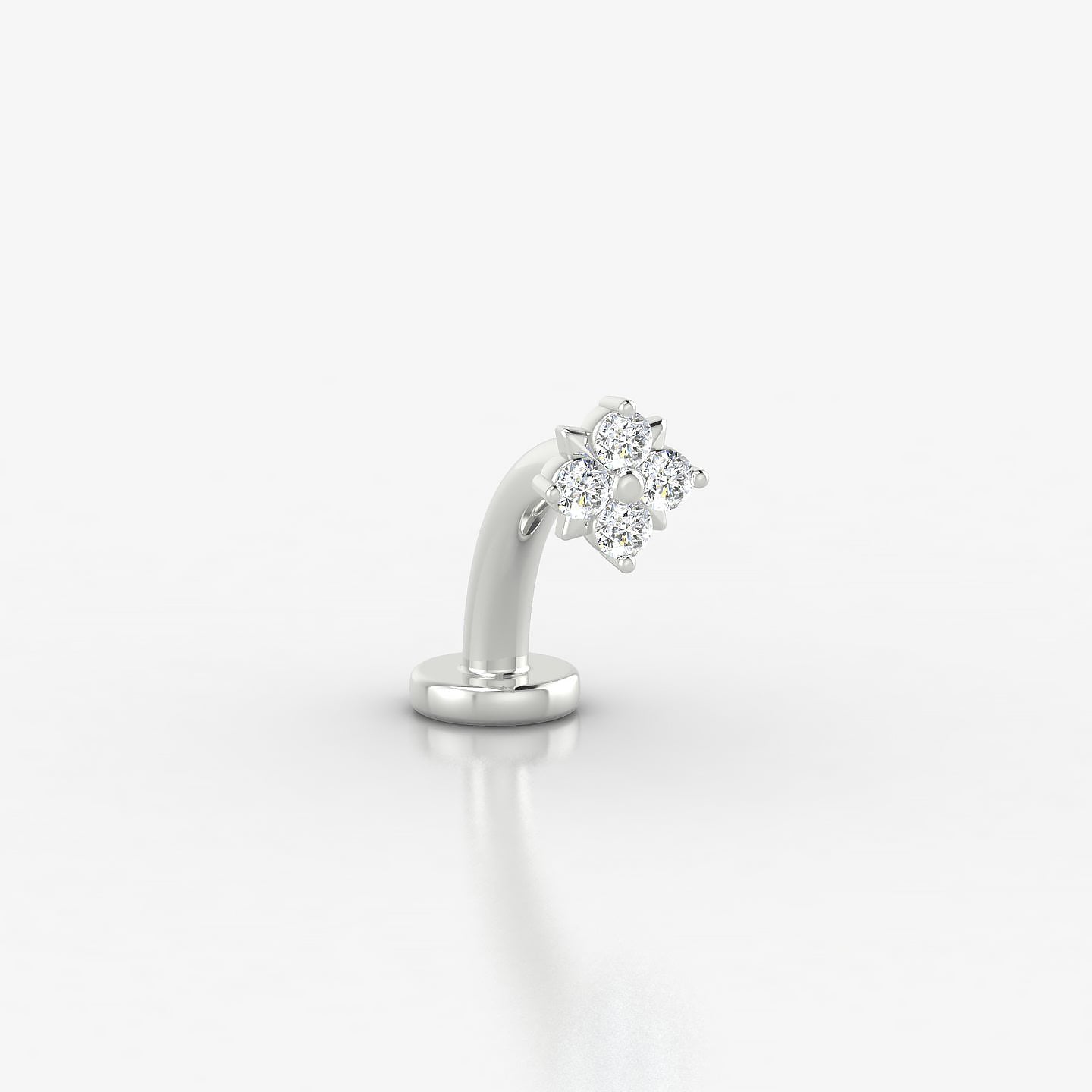 Nymph | 18k White Gold 4.5 mm 8 mm Flower Diamond Floating Navel Piercing