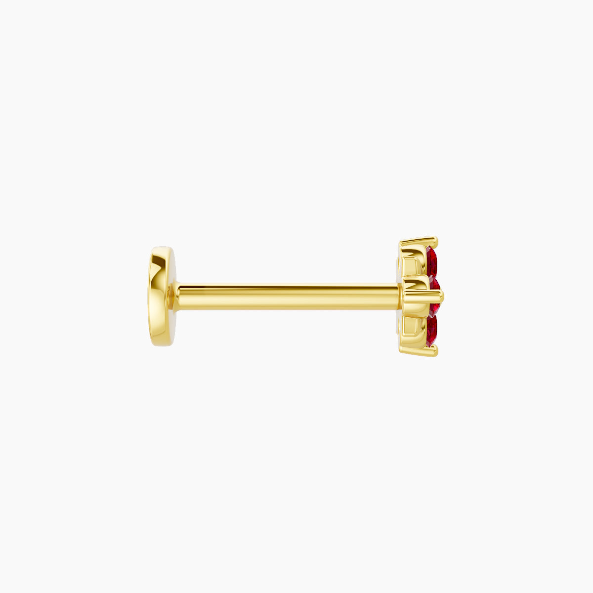 Nymph | 18k Yellow Gold 8 mm 4.5 mm Flower Ruby Nose Piercing