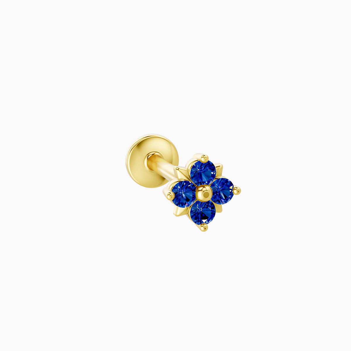 Nymph | 18k Yellow Gold 8 mm 4.5 mm Flower Sapphire Nose Piercing