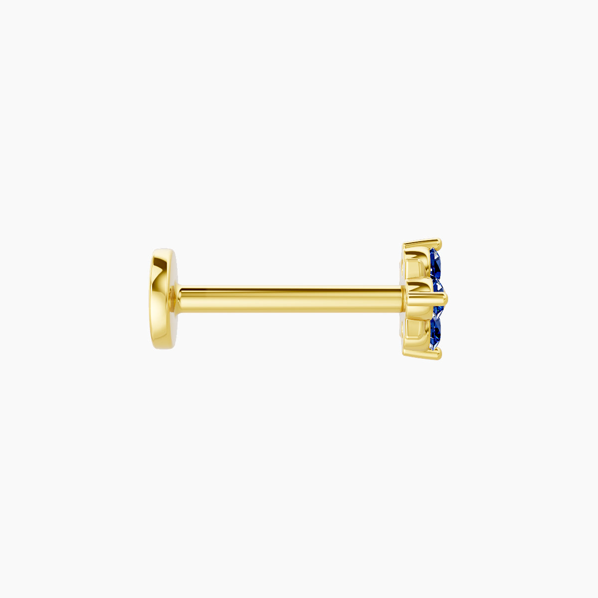 Nymph | 18k Yellow Gold 8 mm 4.5 mm Flower Sapphire Nose Piercing