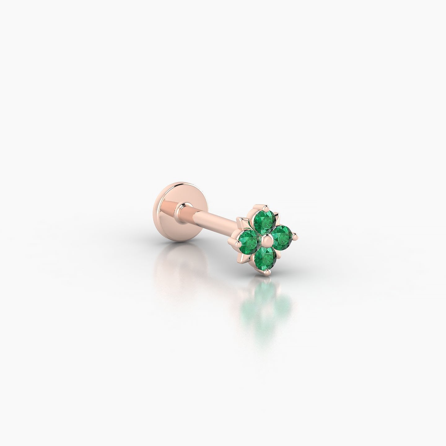 Nymph | 18k Rose Gold 8 mm 4.5 mm Flower Emerald Nostril Piercing