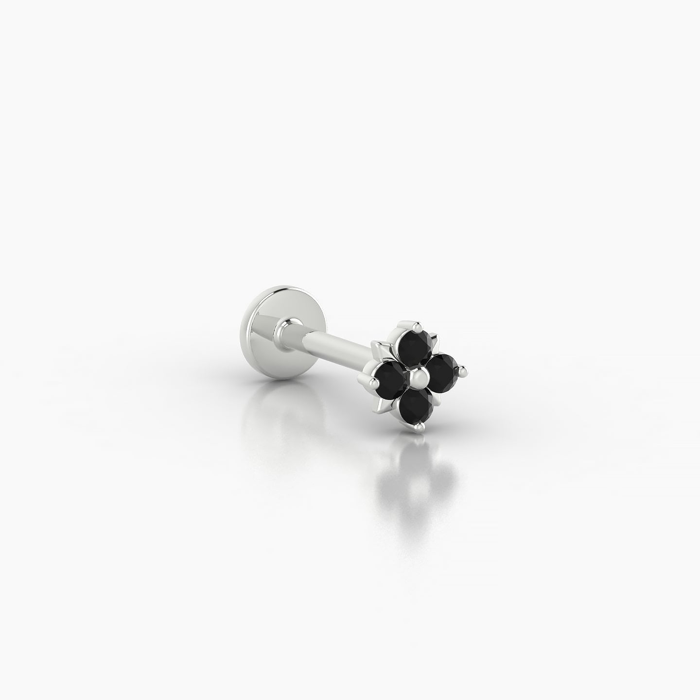 Nymph | 18k White Gold 8 mm 4.5 mm Flower Black Diamond Nostril Piercing