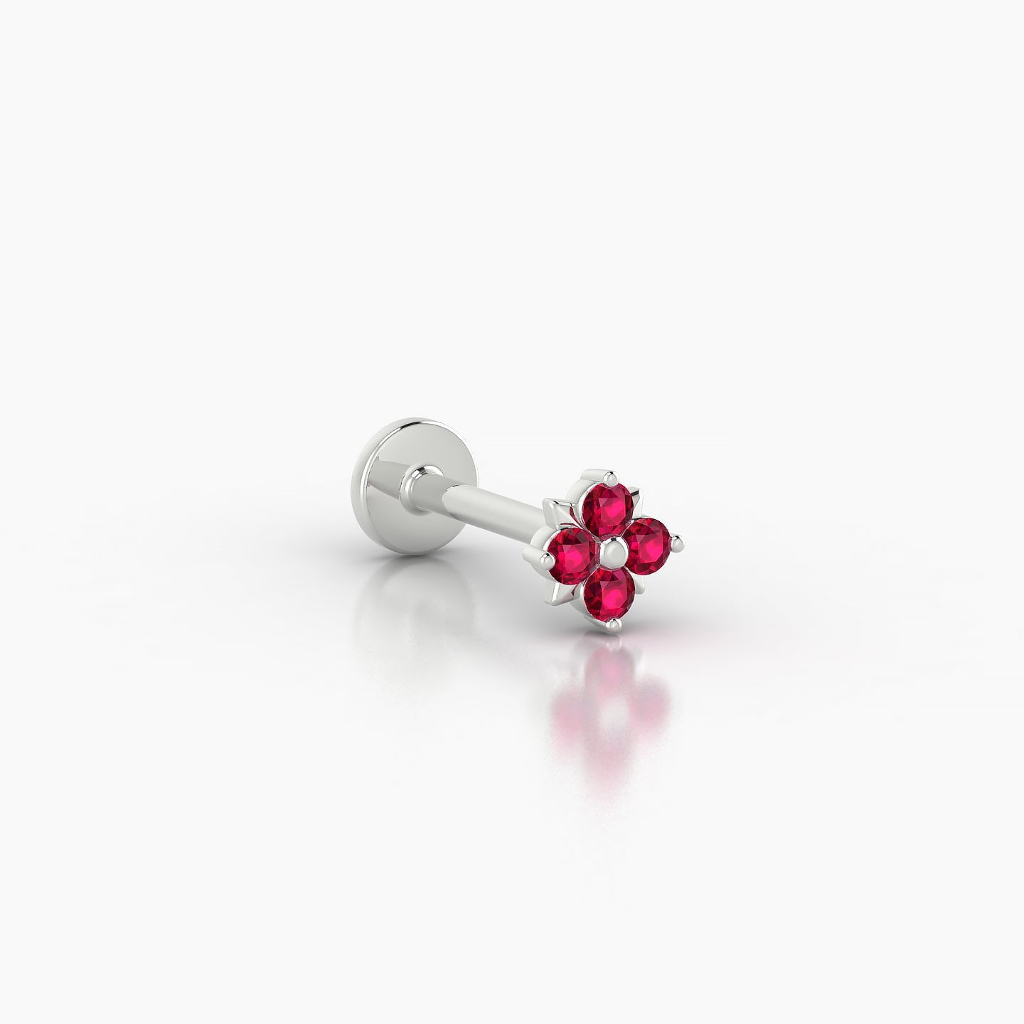 Nymph | 18k White Gold 8 mm 4.5 mm Flower Ruby Nostril Piercing