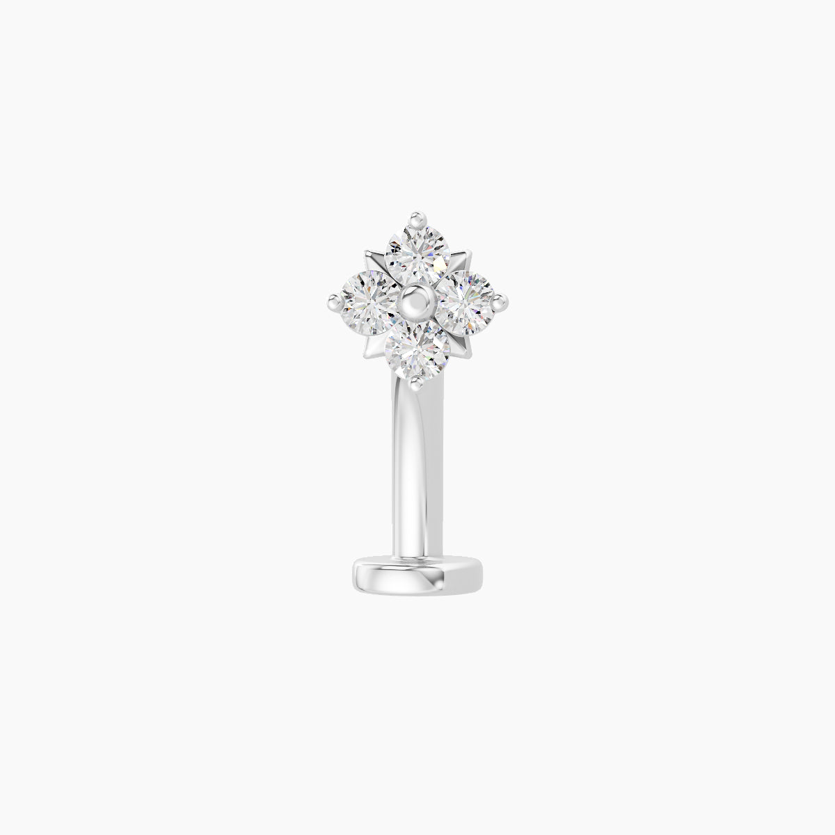 Nymph | 18k White Gold 5 mm 10 mm Flower Diamond Floating Navel Piercing