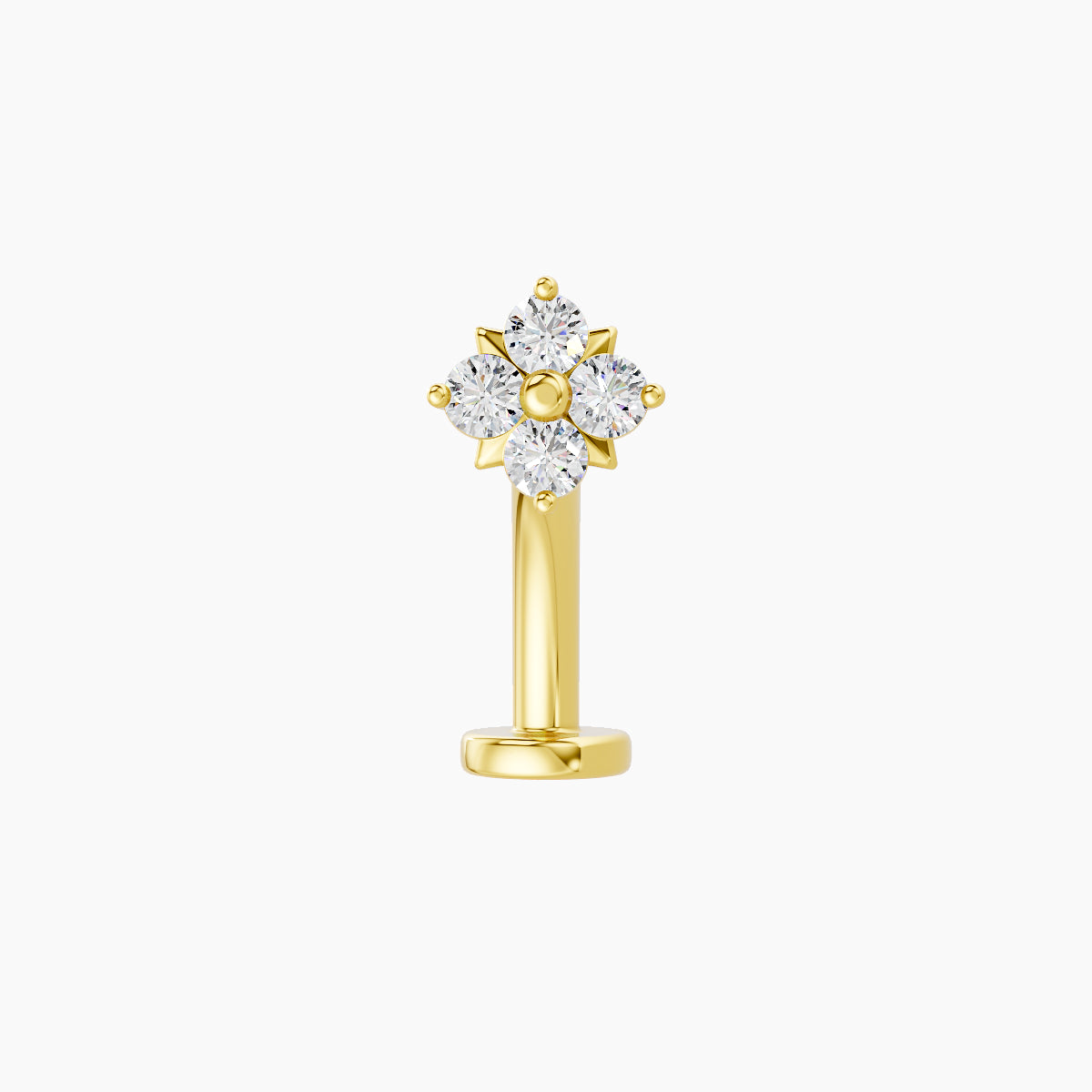 Nymph | 18k Yellow Gold 5 mm 10 mm Flower Diamond Floating Navel Piercing