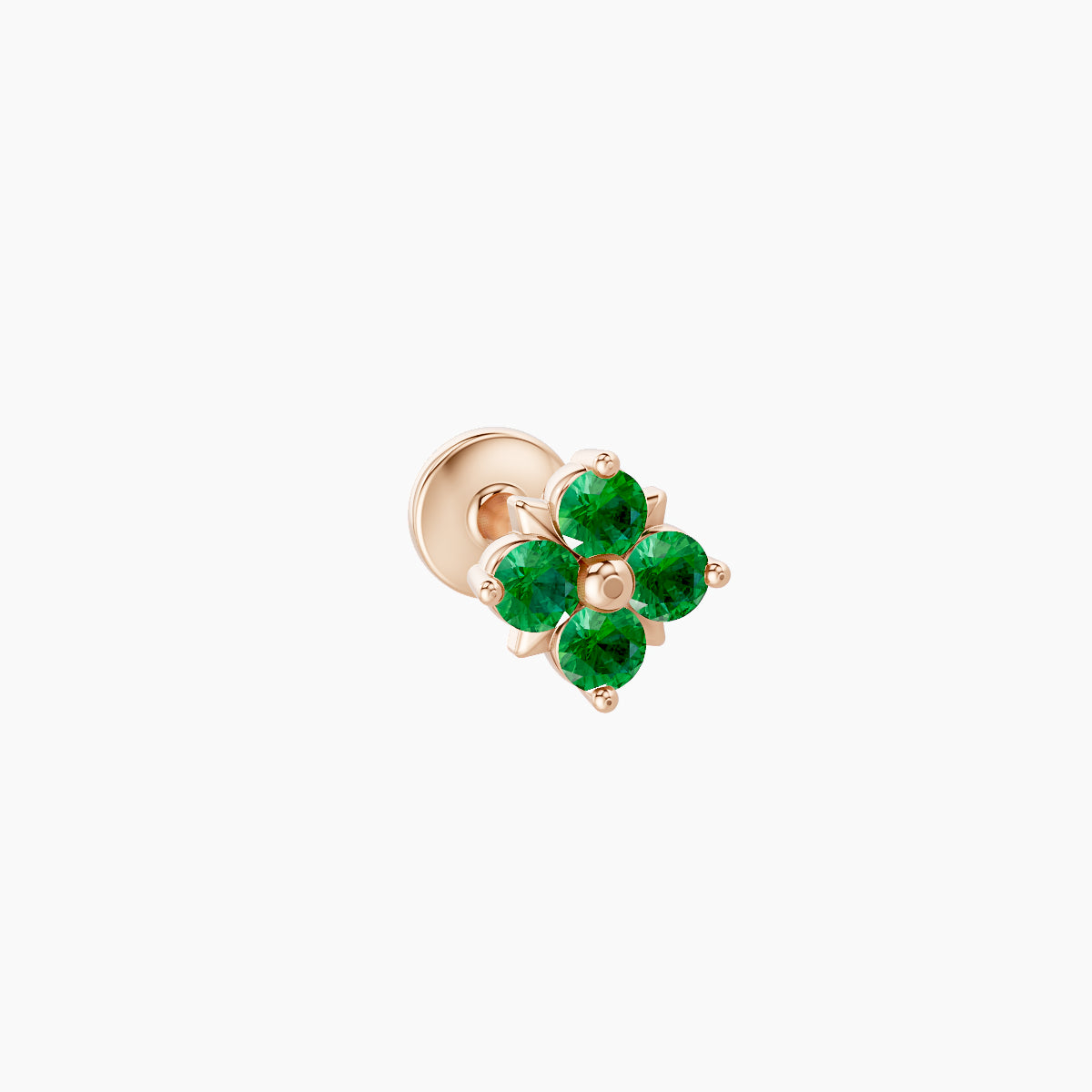 Nymph | 18k Rose Gold 5 mm 5 mm Flower Emerald Nose Piercing