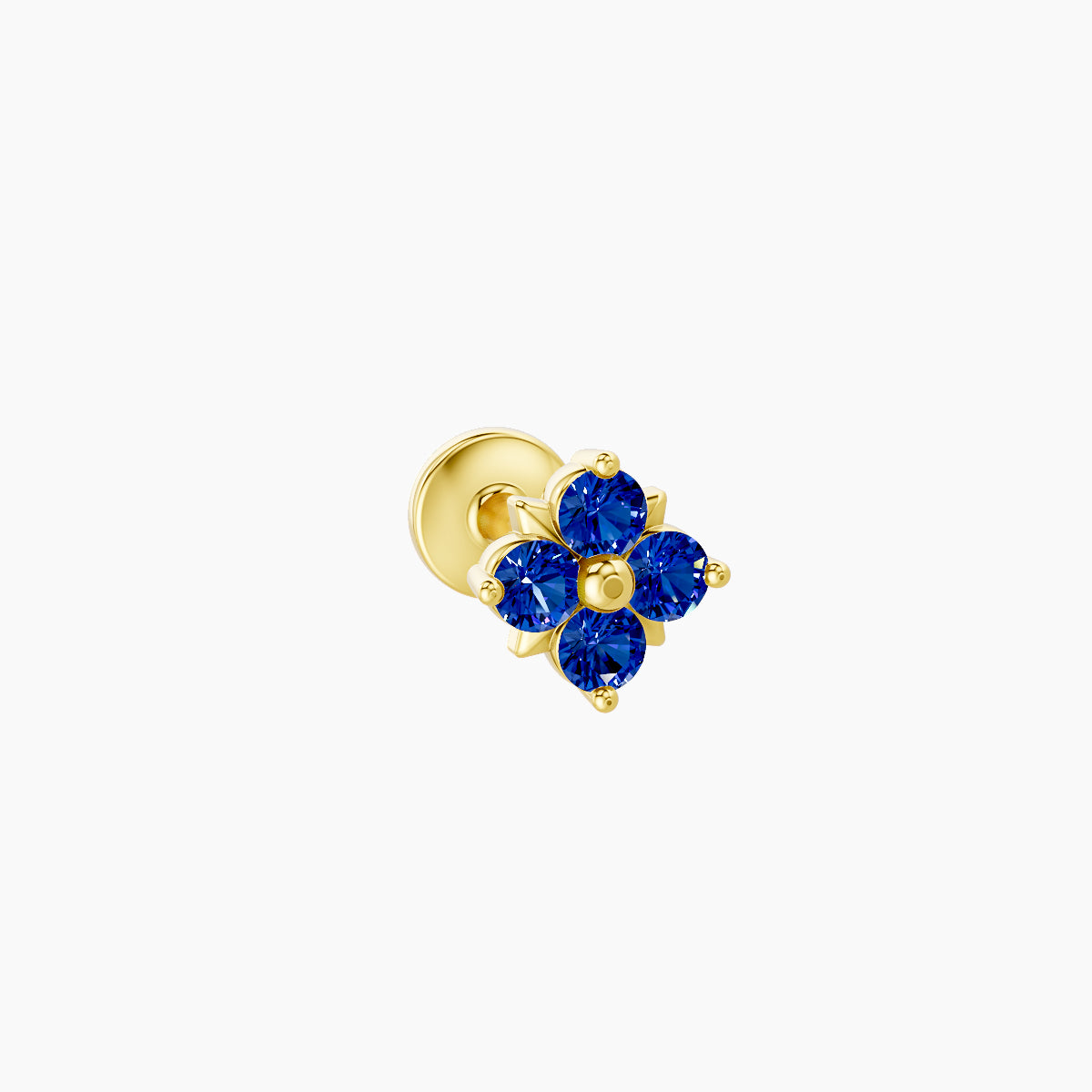 Nymph | 18k Yellow Gold 5 mm 5 mm Flower Sapphire Nose Piercing