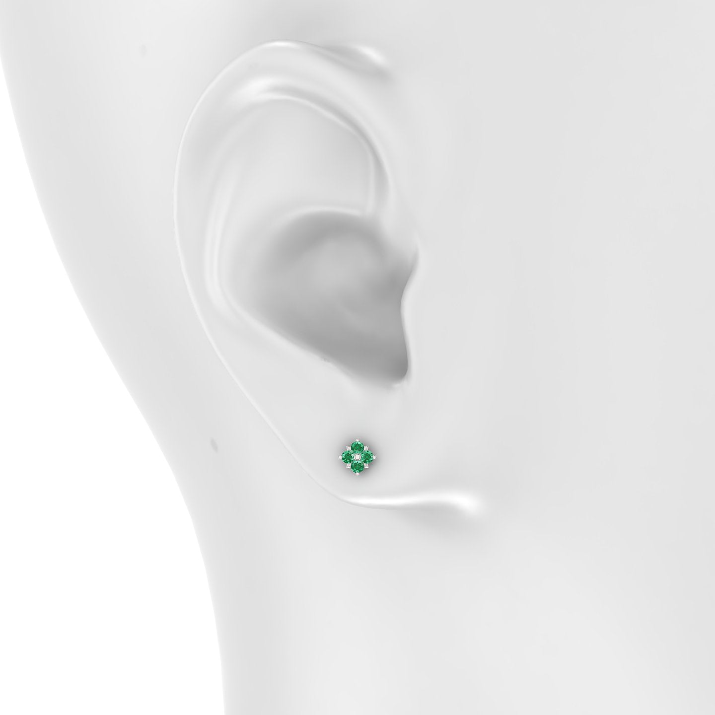 Nymph | 18k White Gold 5 mm 5 mm Flower Emerald Piercing