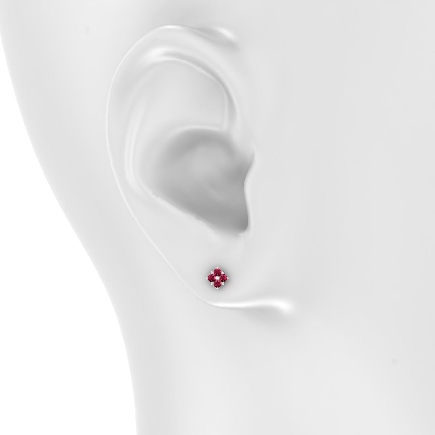 Nymph | 18k White Gold 5 mm 5 mm Flower Ruby Piercing