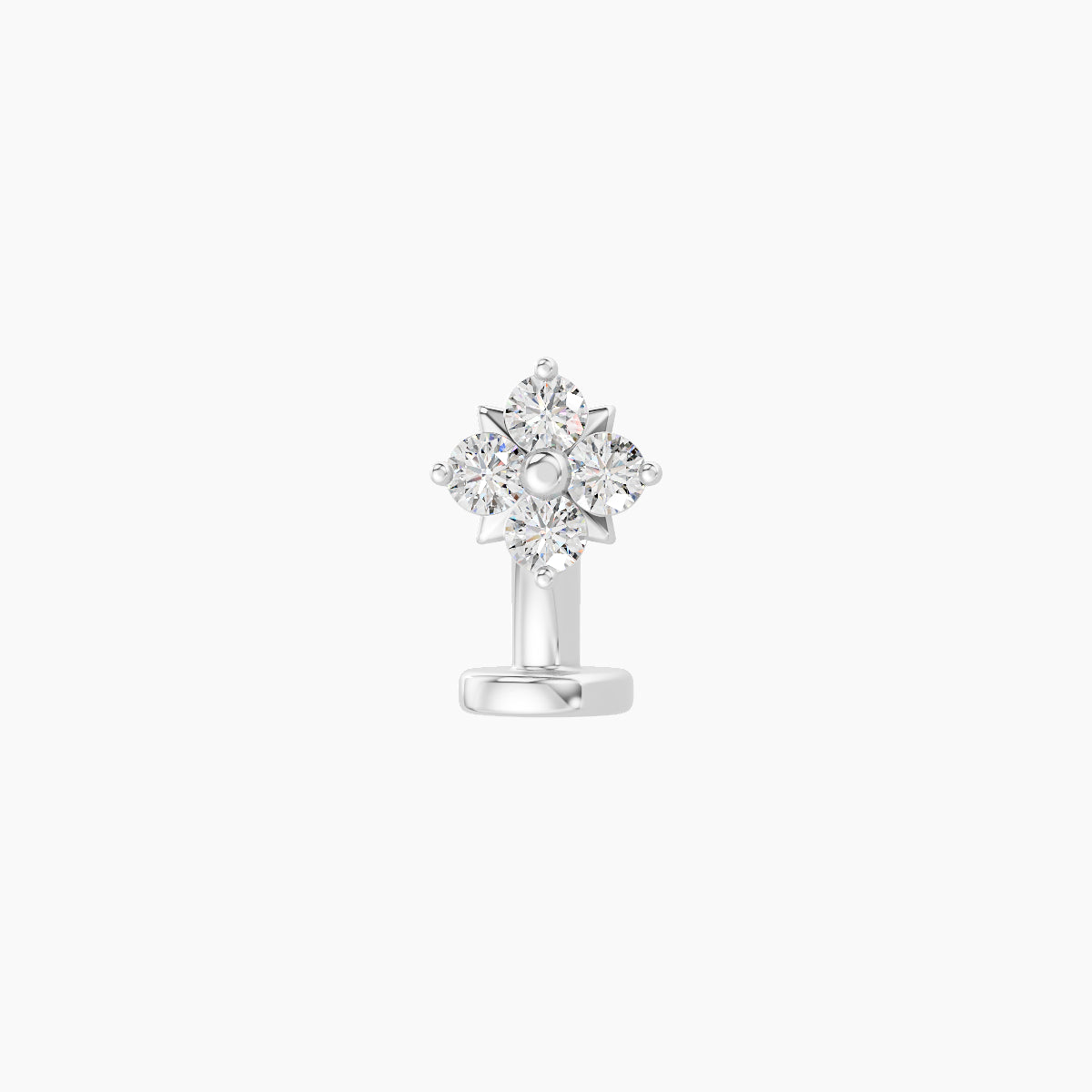 Nymph | 18k White Gold 5 mm 6 mm Flower Diamond Floating Navel Piercing