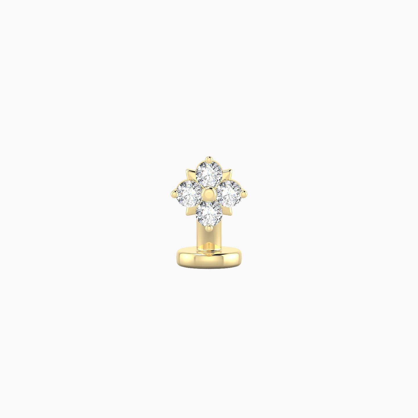 Nymph | 18k Yellow Gold 5 mm 6 mm Flower Diamond Floating Navel Piercing