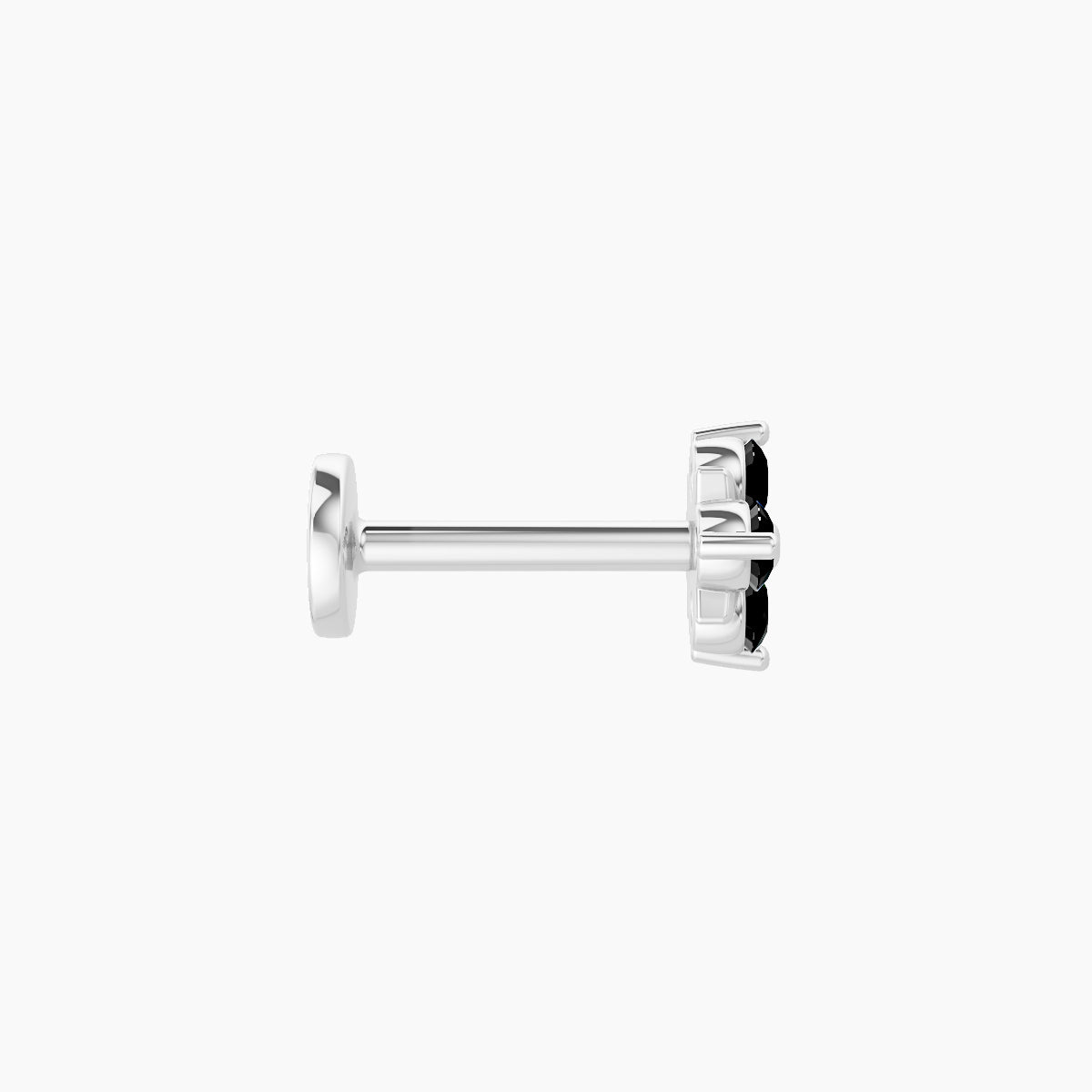 Nymph | 18k White Gold 6.5 mm 5 mm Flower Black Diamond Nose Piercing