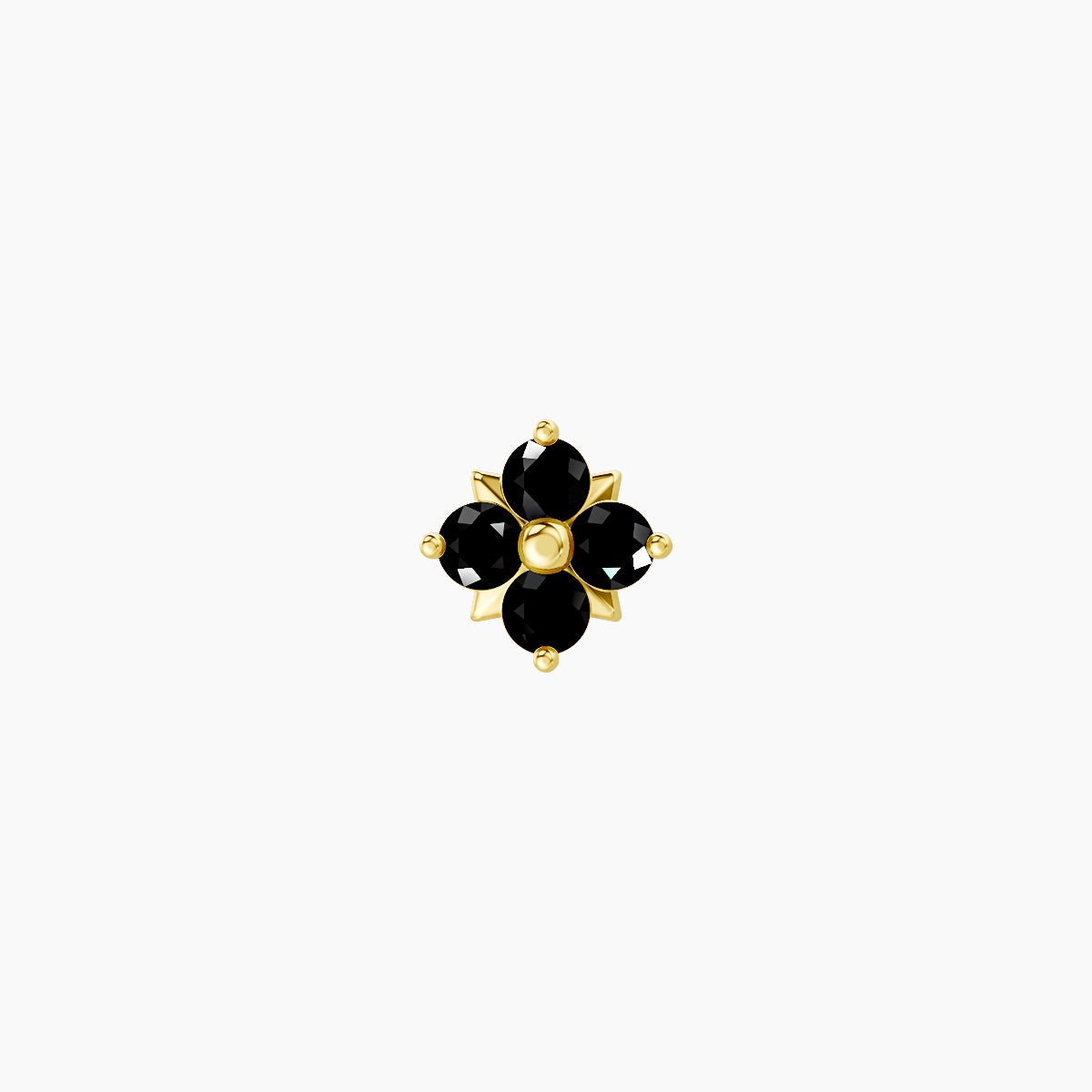 Nymph | 18k Yellow Gold 6.5 mm 5 mm Flower Black Diamond Nose Piercing