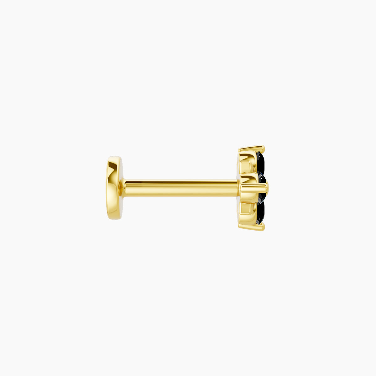 Nymph | 18k Yellow Gold 6.5 mm 5 mm Flower Black Diamond Nose Piercing