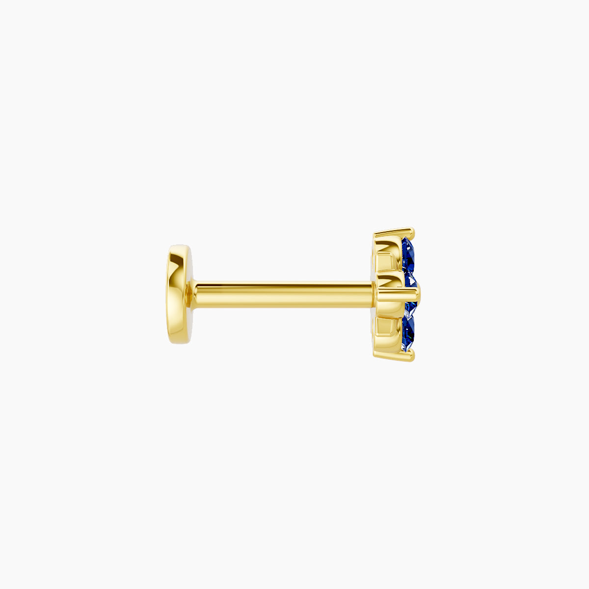 Nymph | 18k Yellow Gold 6.5 mm 5 mm Flower Sapphire Nose Piercing