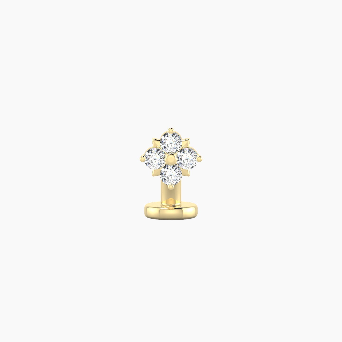 Nymph | 18k Yellow Gold 5 mm 8 mm Flower Diamond Floating Navel Piercing