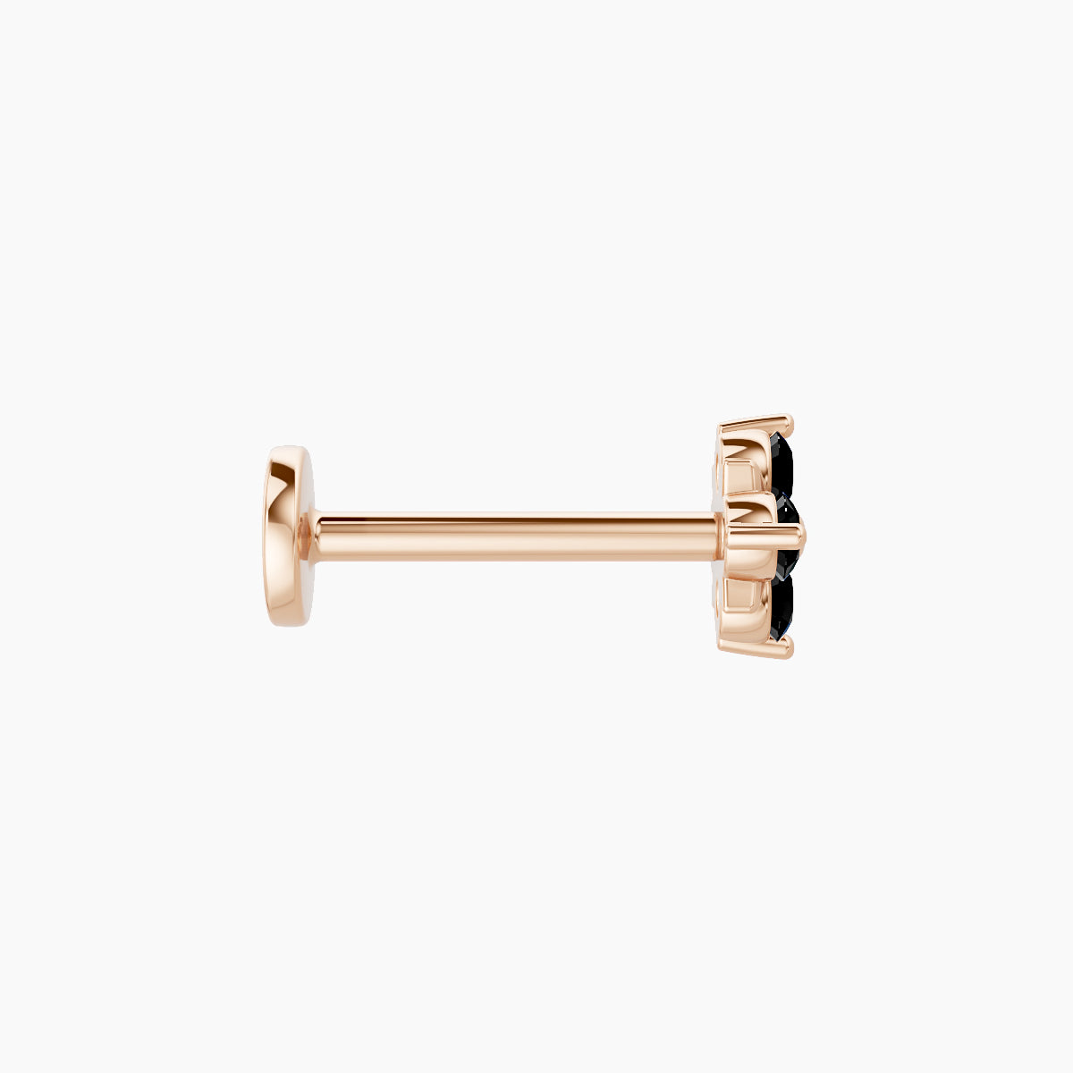 Nymph | 18k Rose Gold 8 mm 5 mm Flower Black Diamond Nose Piercing
