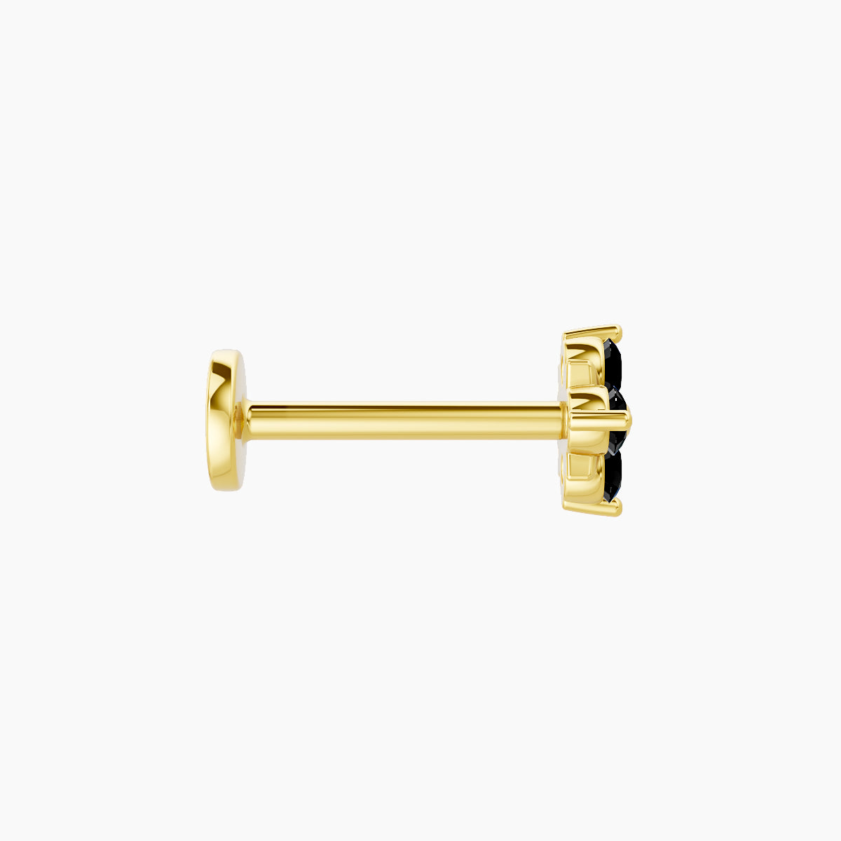 Nymph | 18k Yellow Gold 8 mm 5 mm Flower Black Diamond Nose Piercing