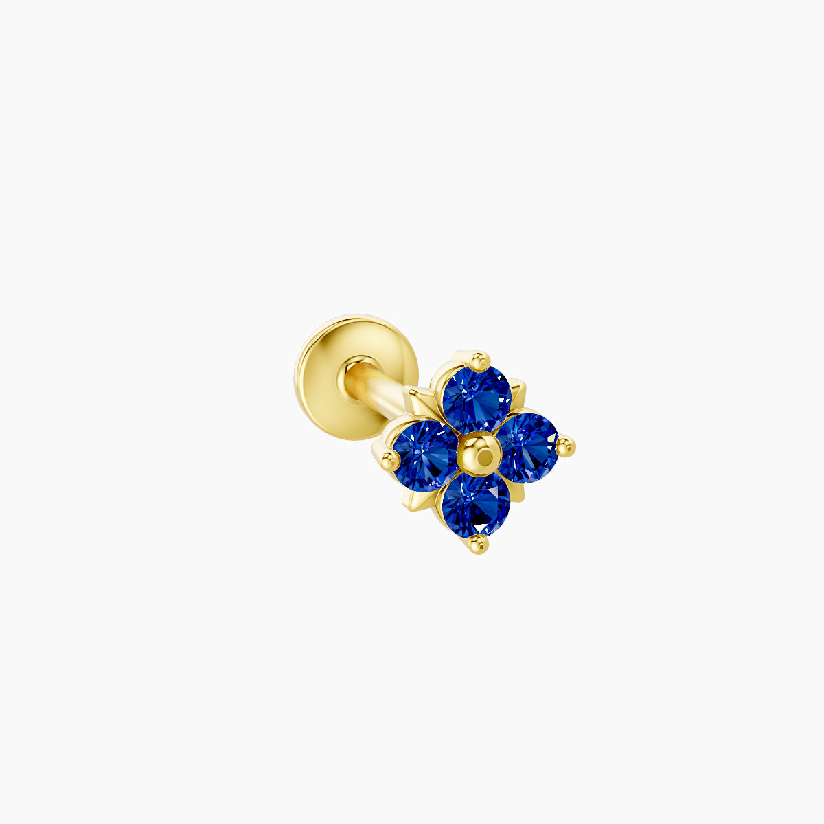 Nymph | 18k Yellow Gold 8 mm 5 mm Flower Sapphire Nose Piercing