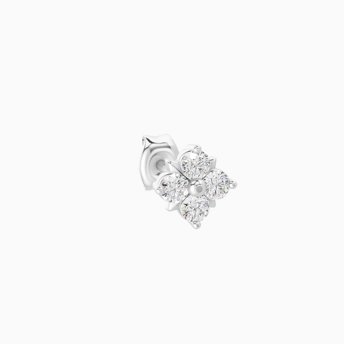 Nymph | 18k White Gold 5 mm Flower Diamond Earring