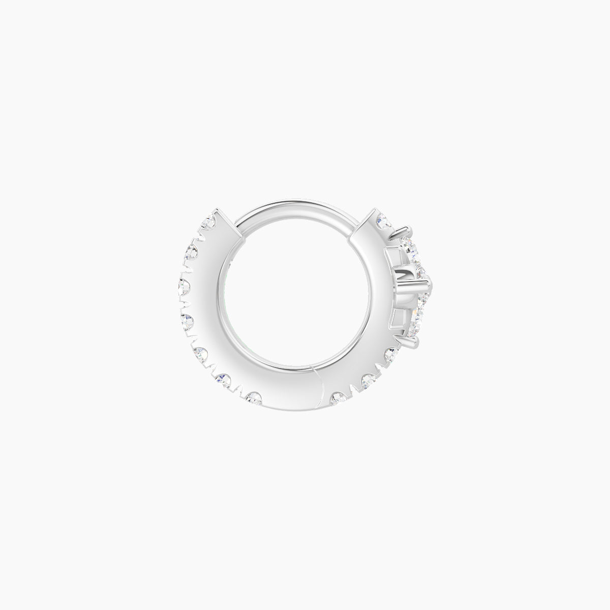 Nymph | 18k White Gold 5 mm Flower Diamond Hoop Piercing