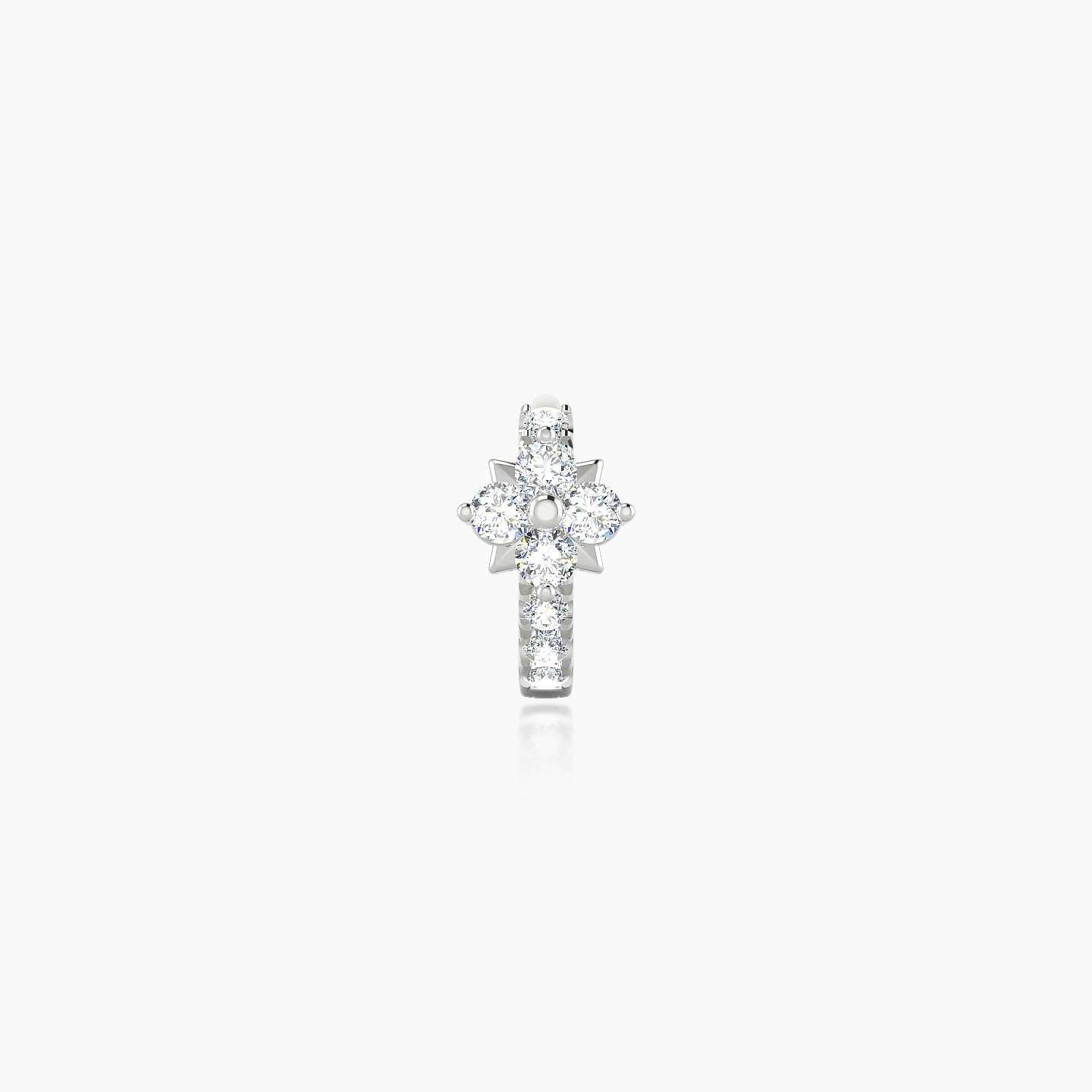 Nymph | 18k White Gold 5 mm Flower Diamond Hoop Piercing