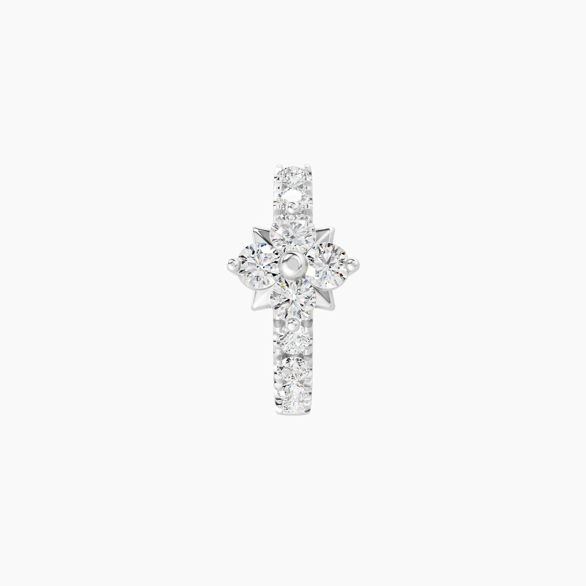 Nymph | 18k White Gold 6.5 mm Flower Diamond Hoop Piercing