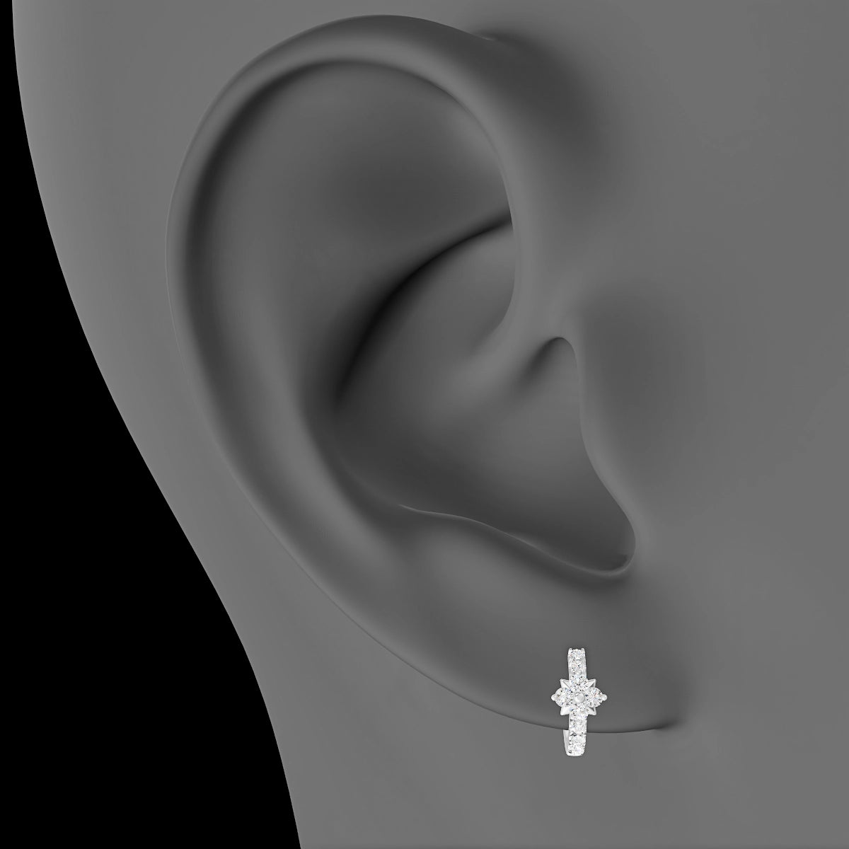 Nymph | 18k White Gold 6.5 mm Flower Diamond Hoop Piercing