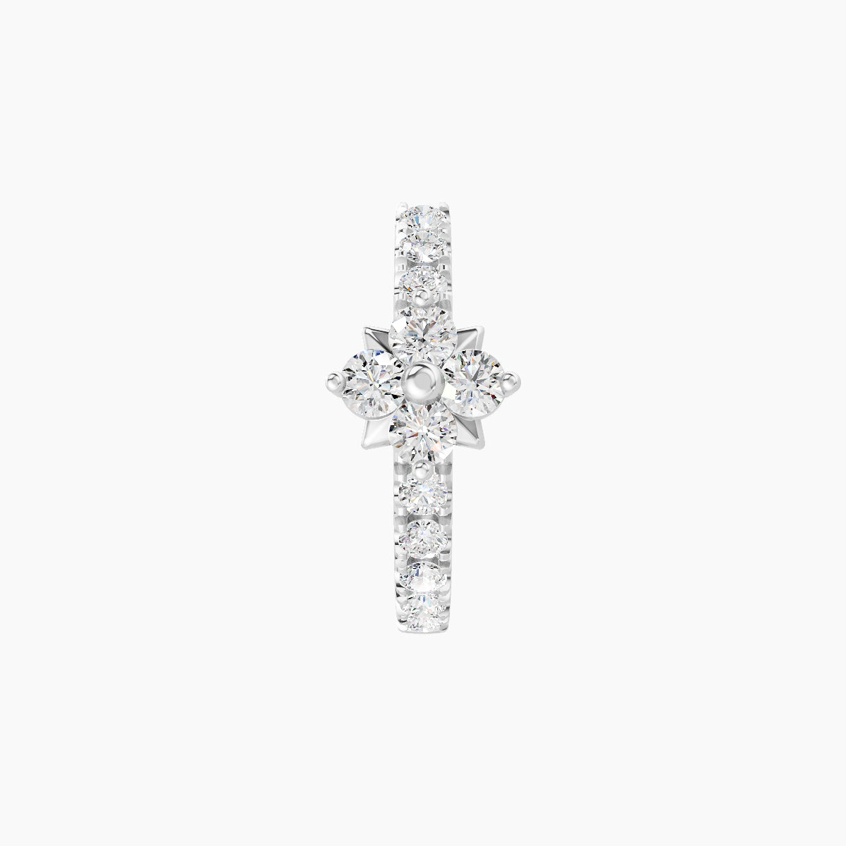 Nymph | 18k White Gold 8 mm Flower Diamond Hoop Piercing