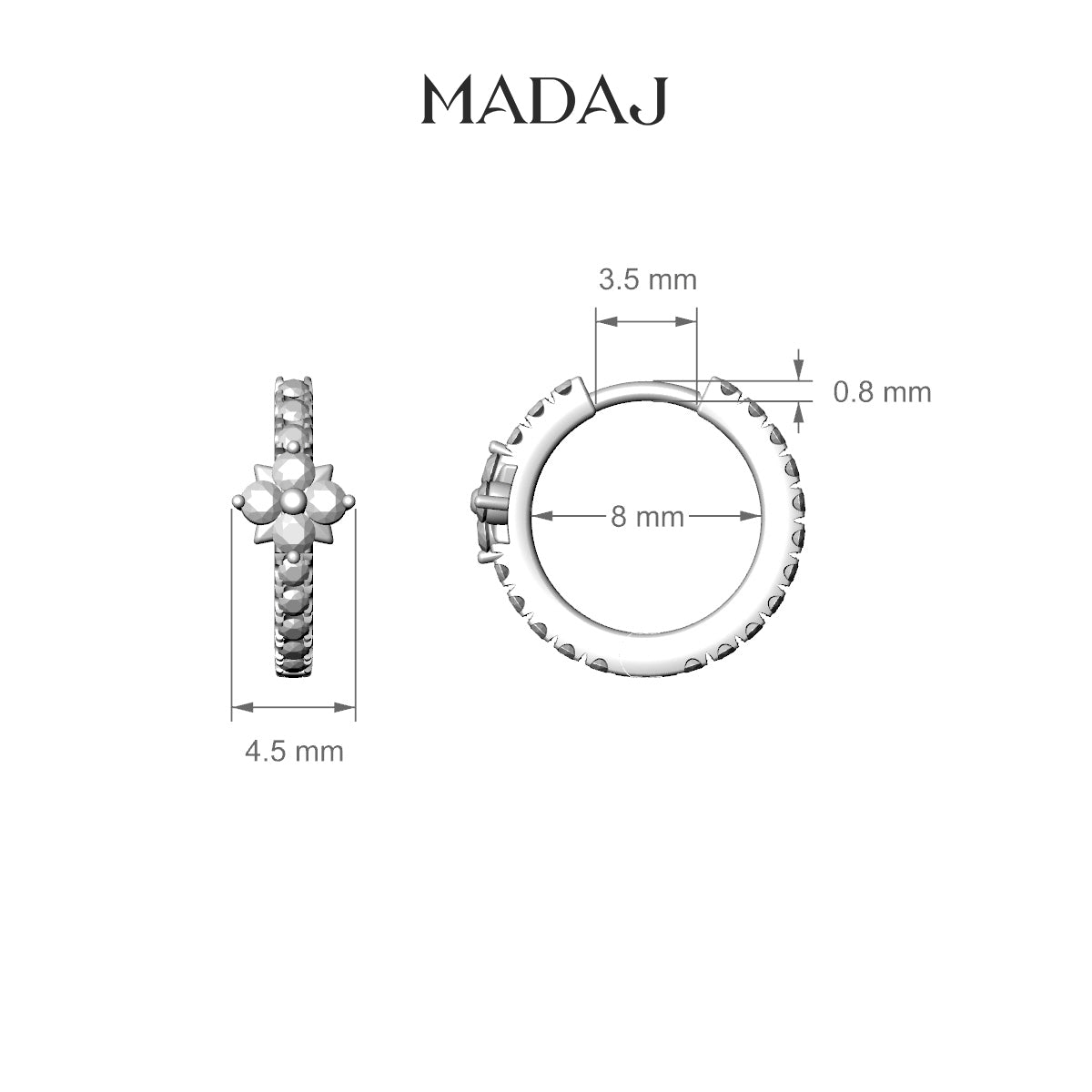 Nymph | 18k White Gold 8 mm Flower Diamond Hoop Piercing