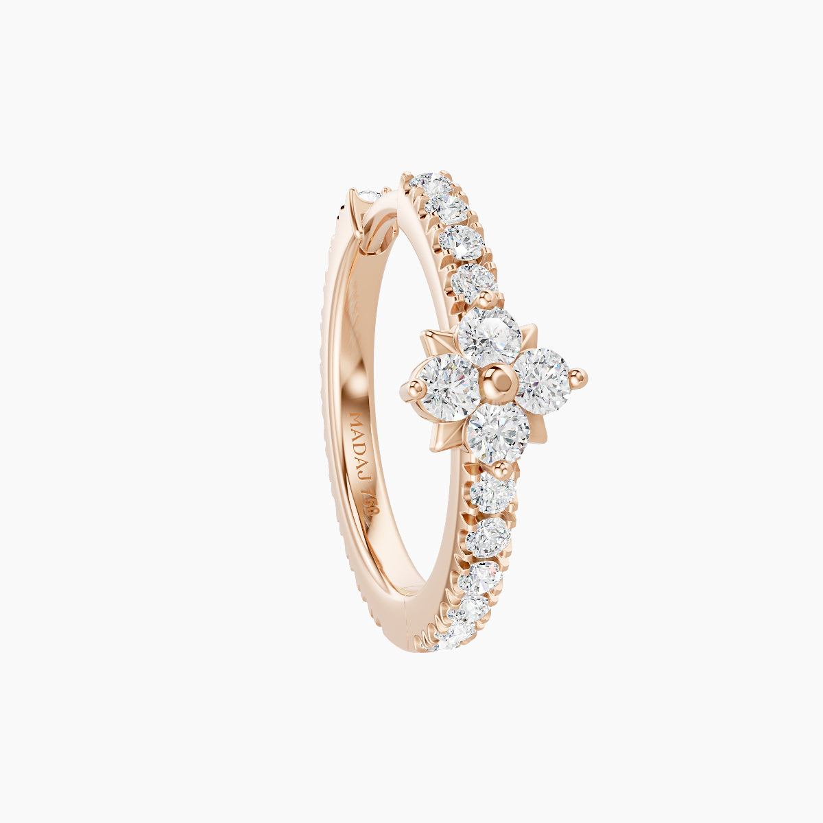 Nymph | 18k Rose Gold 9.5 mm Flower Diamond Hoop Piercing