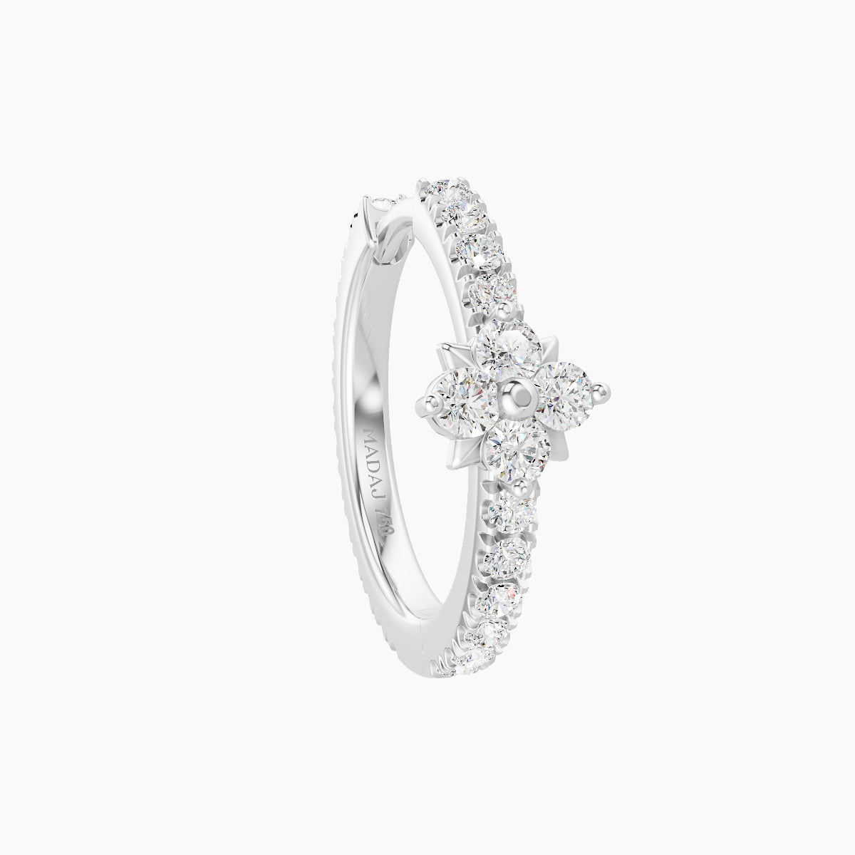 Nymph | 18k White Gold 9.5 mm Flower Diamond Hoop Piercing