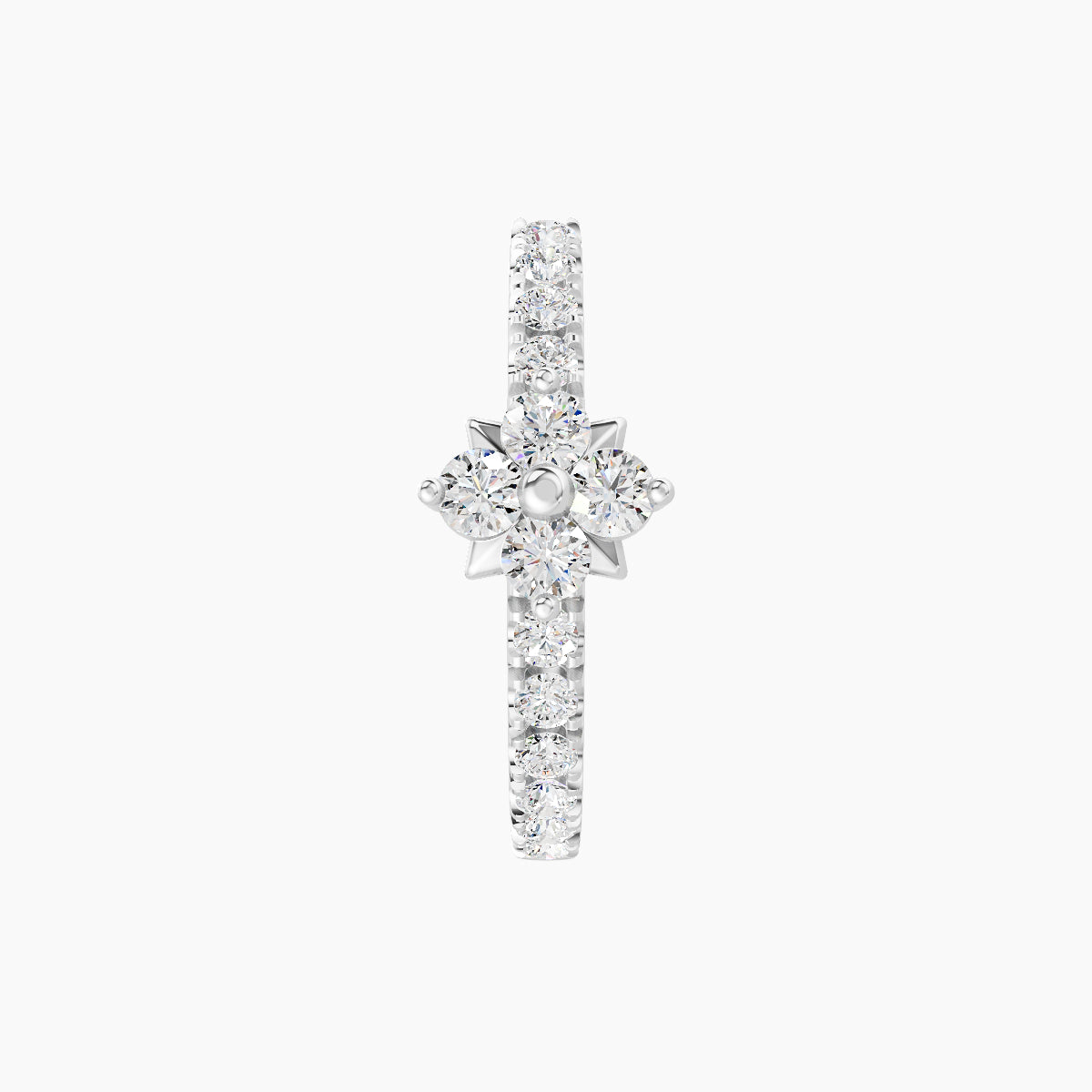 Nymph | 18k White Gold 9.5 mm Flower Diamond Hoop Piercing