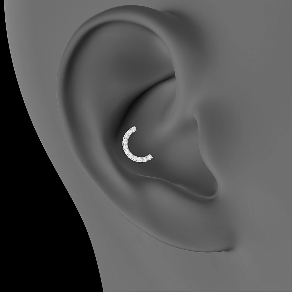 Ops | 18k White Gold 5 mm Diamond Conch Piercing
