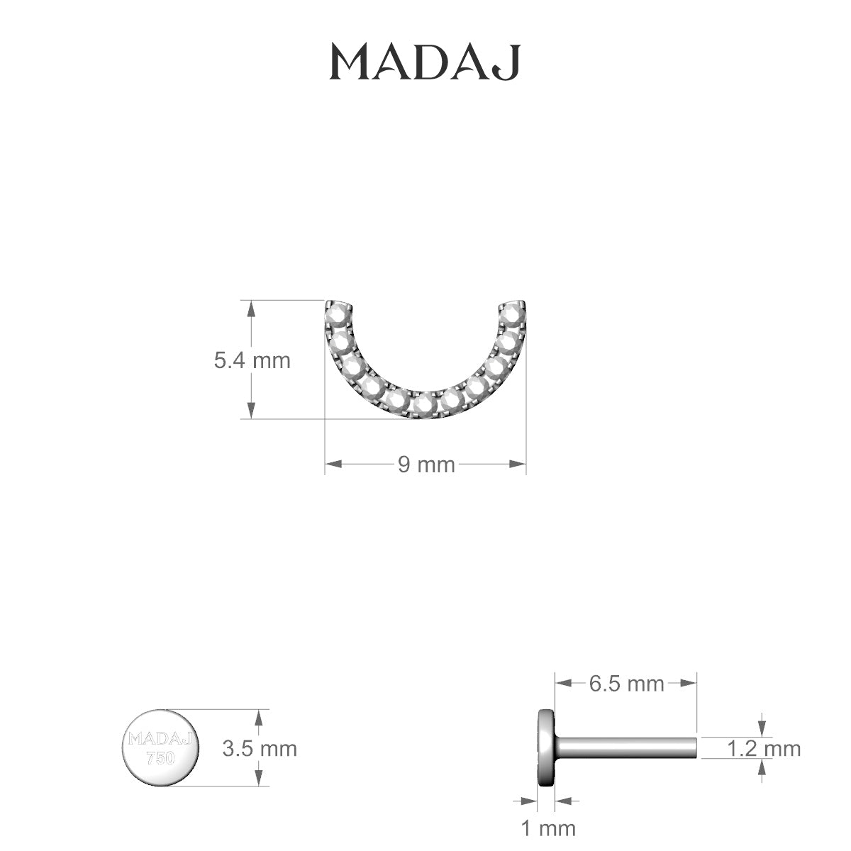 Ops | 18k Rose Gold 6.5 mm Diamond Conch Piercing