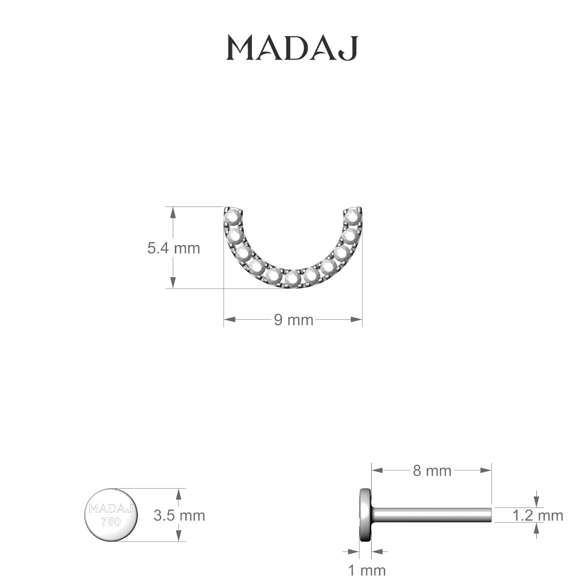 Ops | 18k Rose Gold 8 mm Diamond Conch Piercing