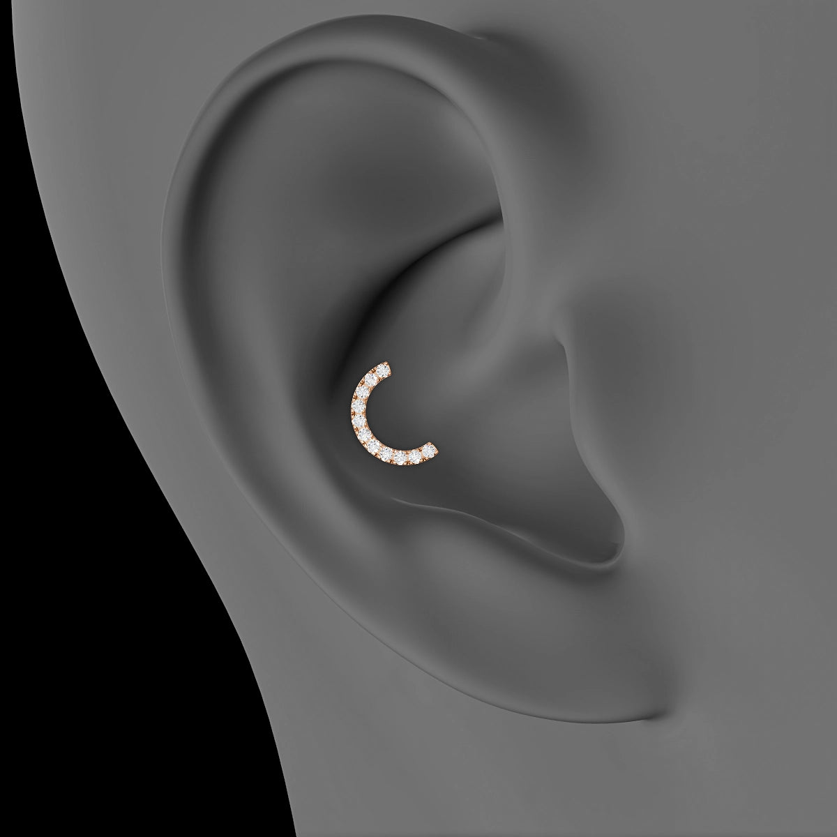 Ops | 18k Rose Gold 8 mm Diamond Conch Piercing
