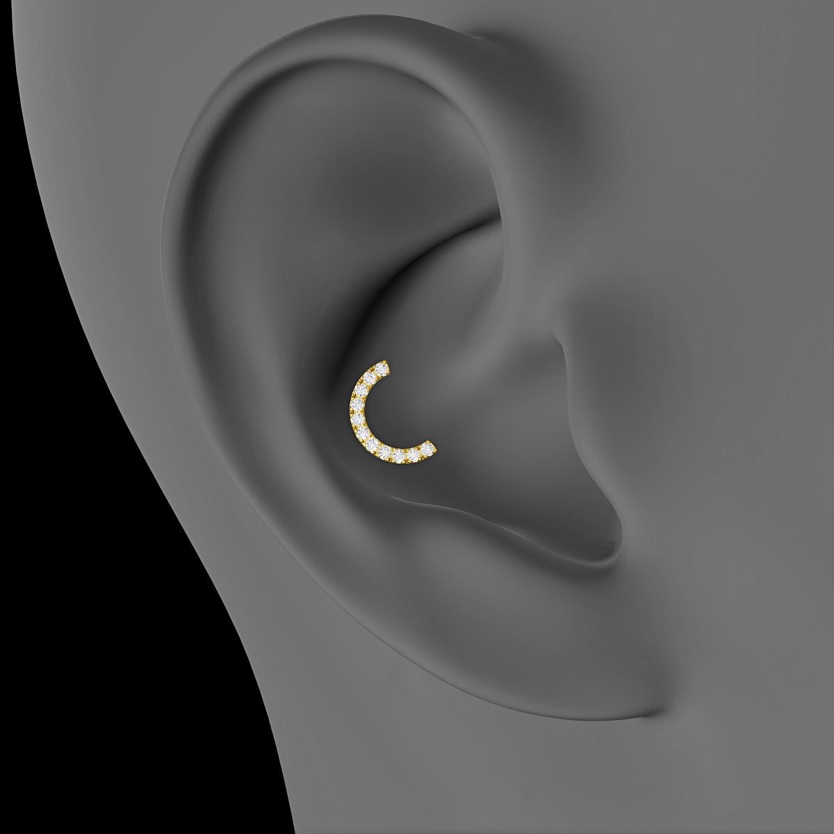 Ops | 18k Yellow Gold 8 mm Diamond Conch Piercing
