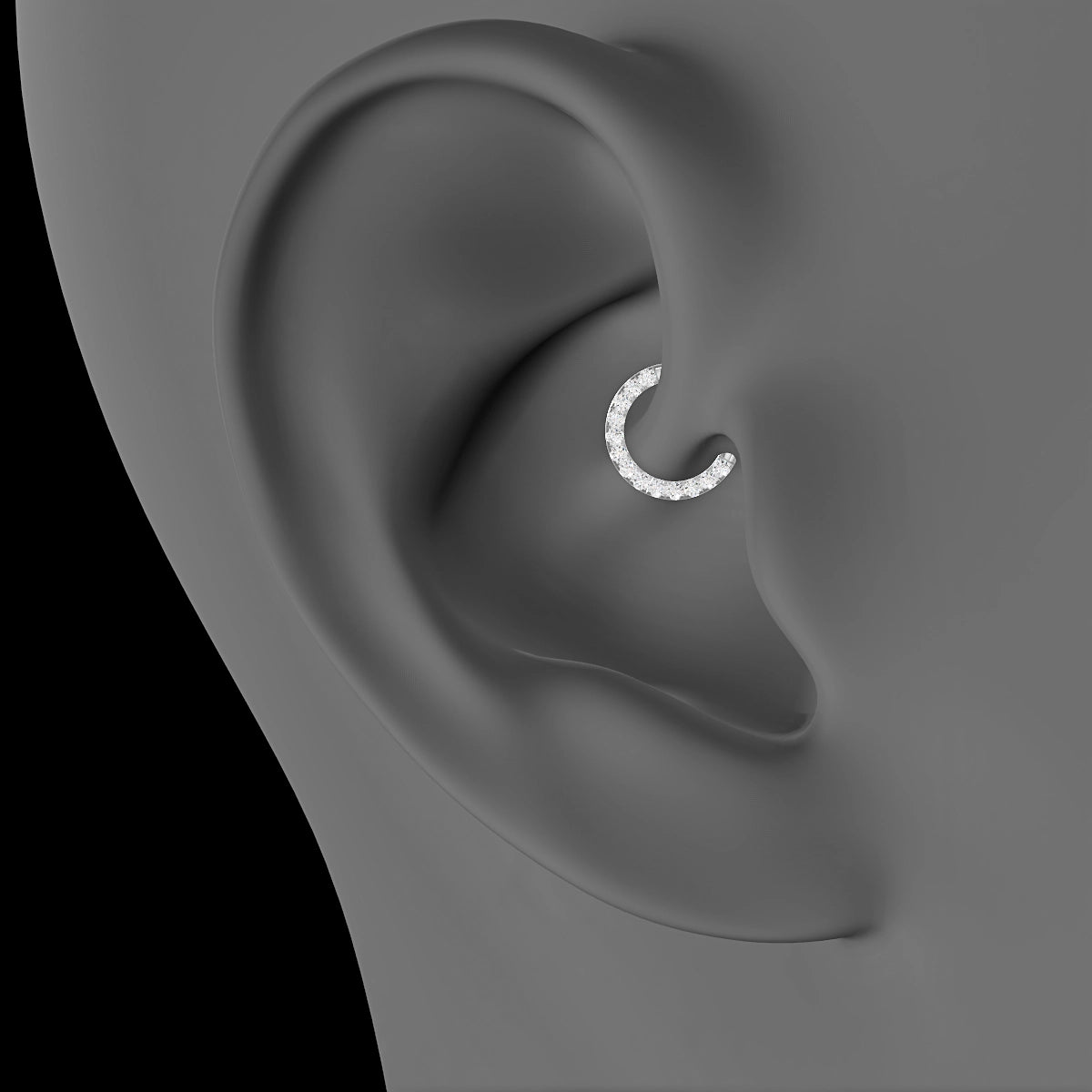 Ops | 18k White Gold 6.5 mm Diamond Daith Piercing