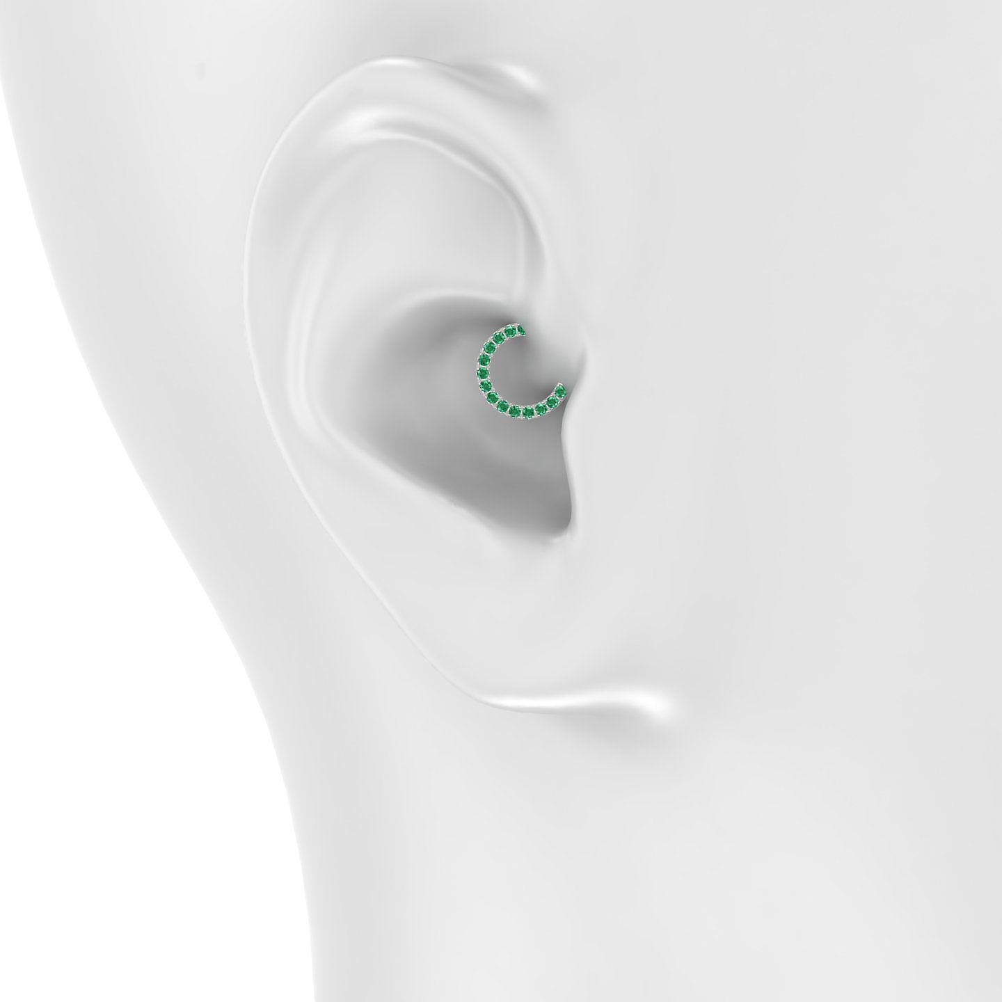 Ops | 18k White Gold 6.5 mm Emerald Daith Piercing