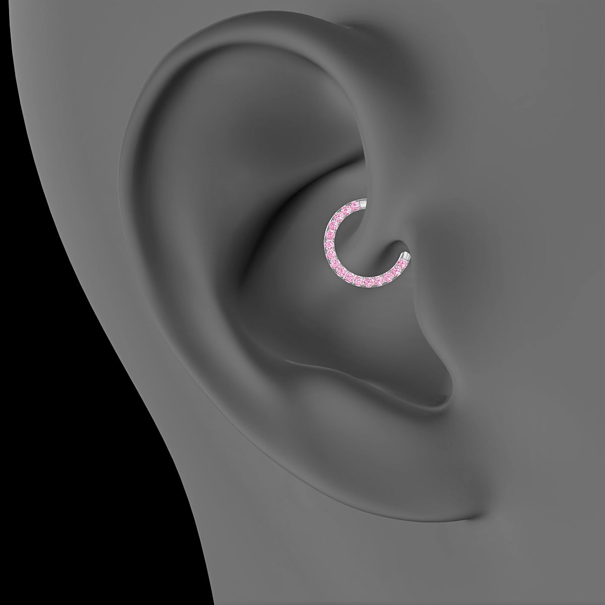 Ops | 18k White Gold 8 mm Pink Sapphire Daith Piercing