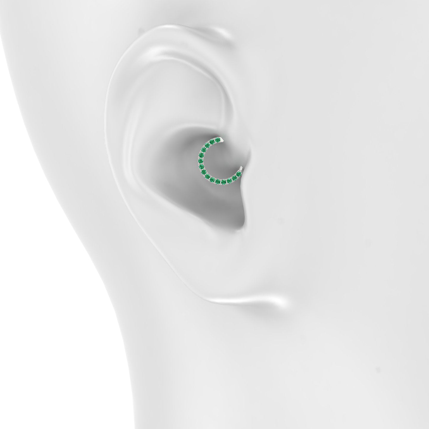 Ops | 18k White Gold 8 mm Emerald Daith Piercing