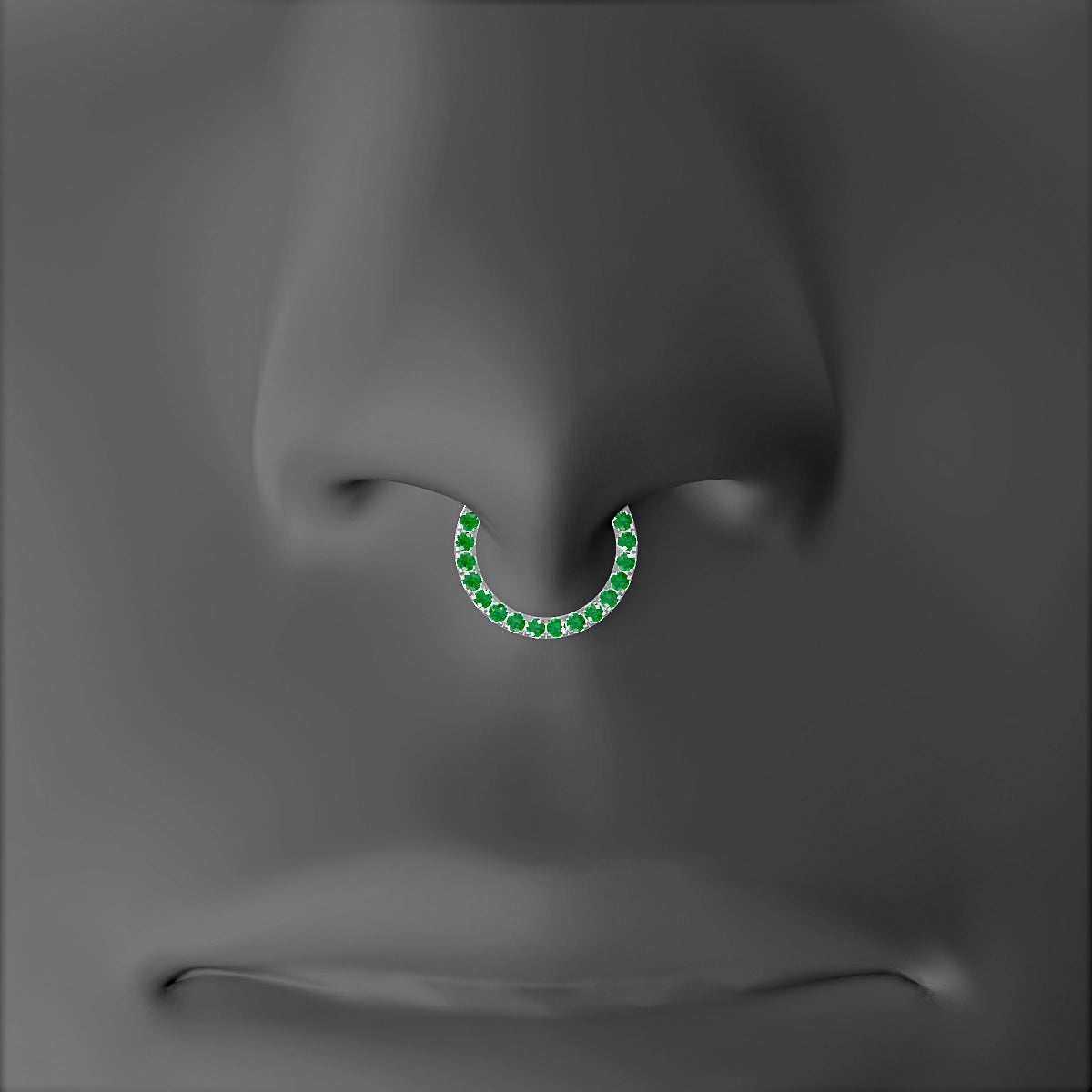 Ops | 18k White Gold 8 mm Emerald Septum Piercing