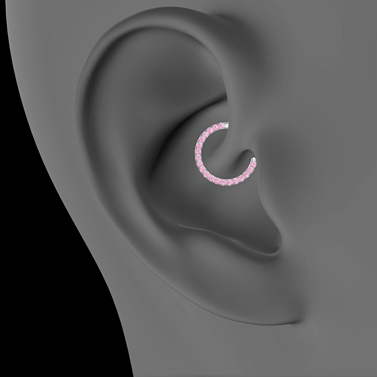 Ops | 18k White Gold 9.5 mm Pink Sapphire Daith Piercing