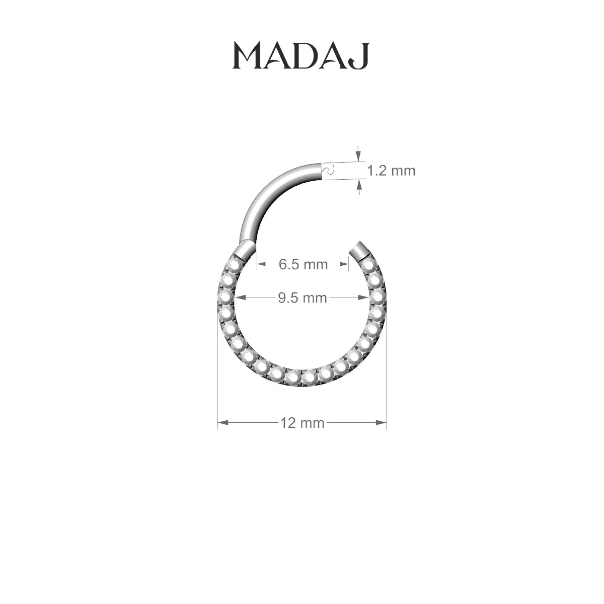 Ops | 18k Yellow Gold 9.5 mm Diamond Daith Piercing