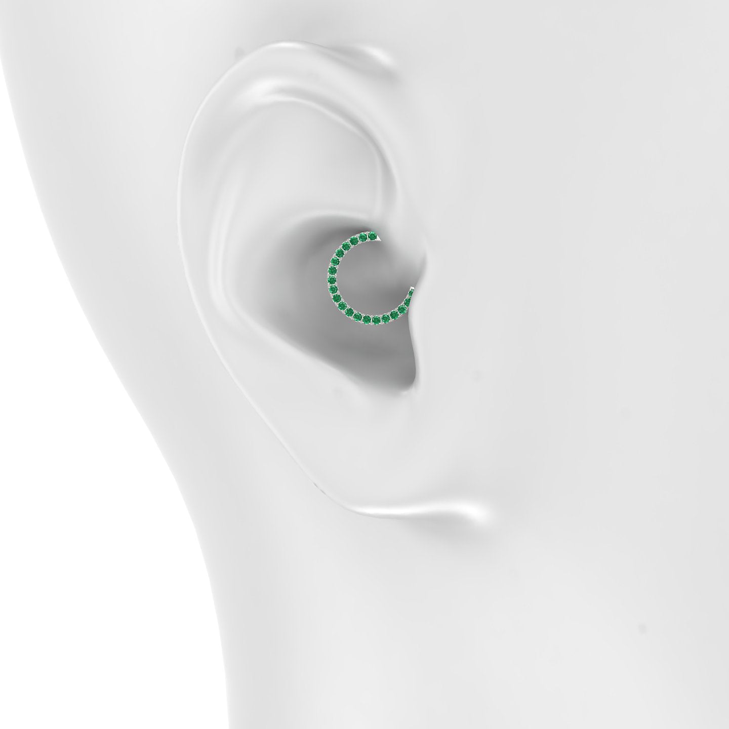 Ops | 18k White Gold 9.5 mm Emerald Daith Piercing