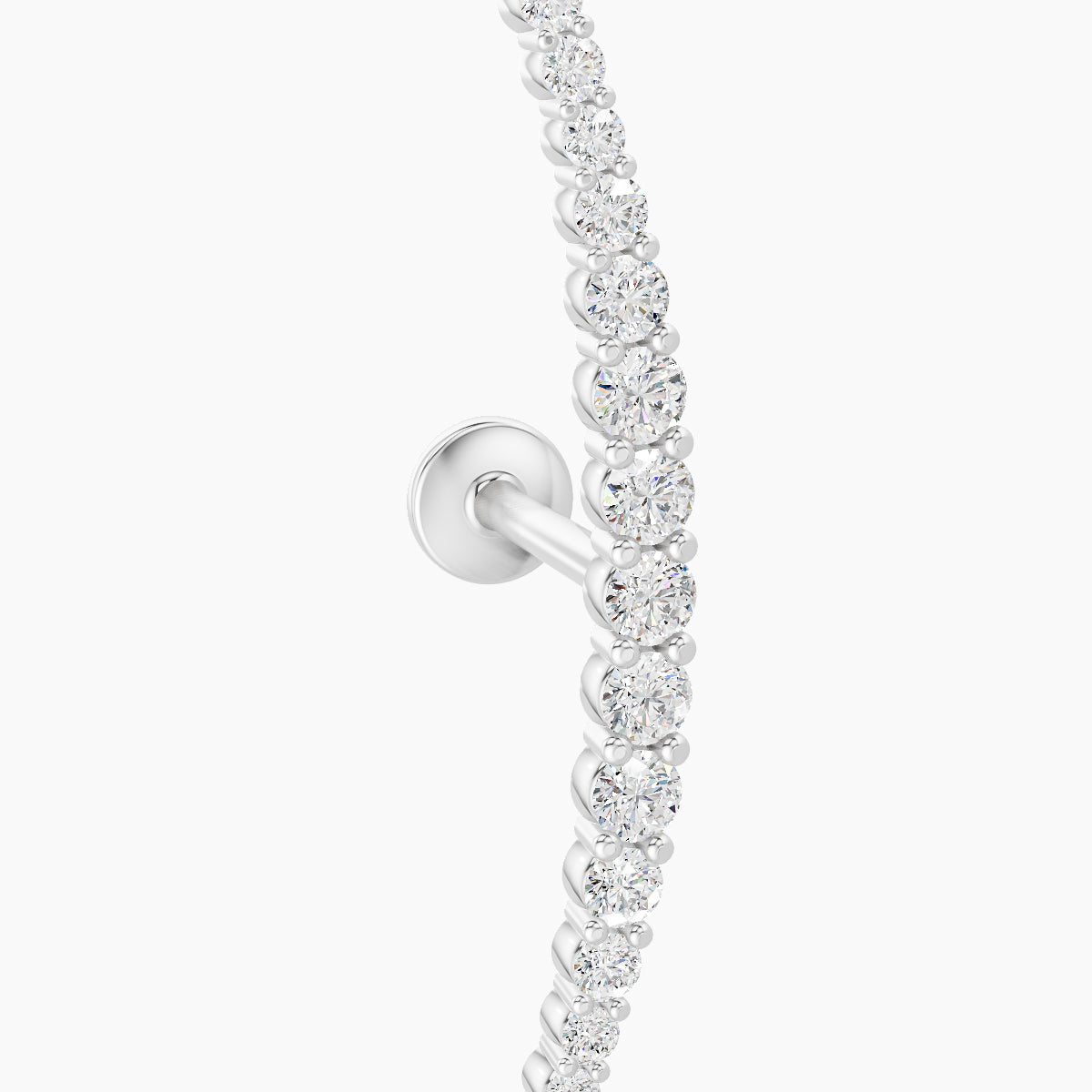 Orphee | 18k White Gold 22 mm 8 mm Long Diamond Piercing