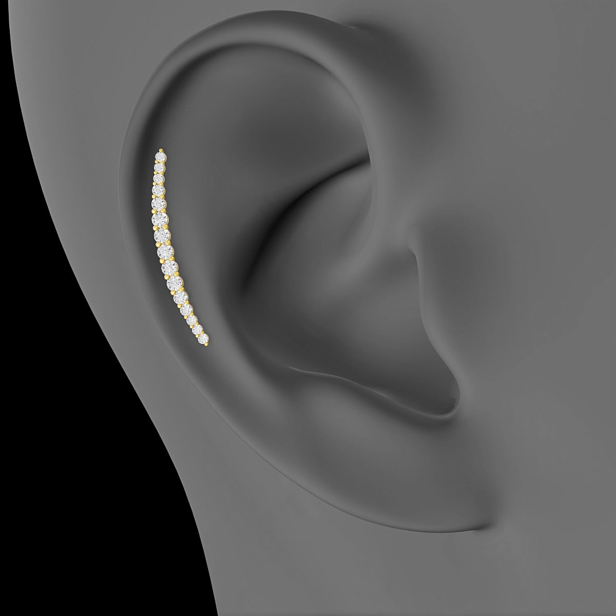 Orphee | 18k Yellow Gold 22 mm 8 mm Long Diamond Piercing